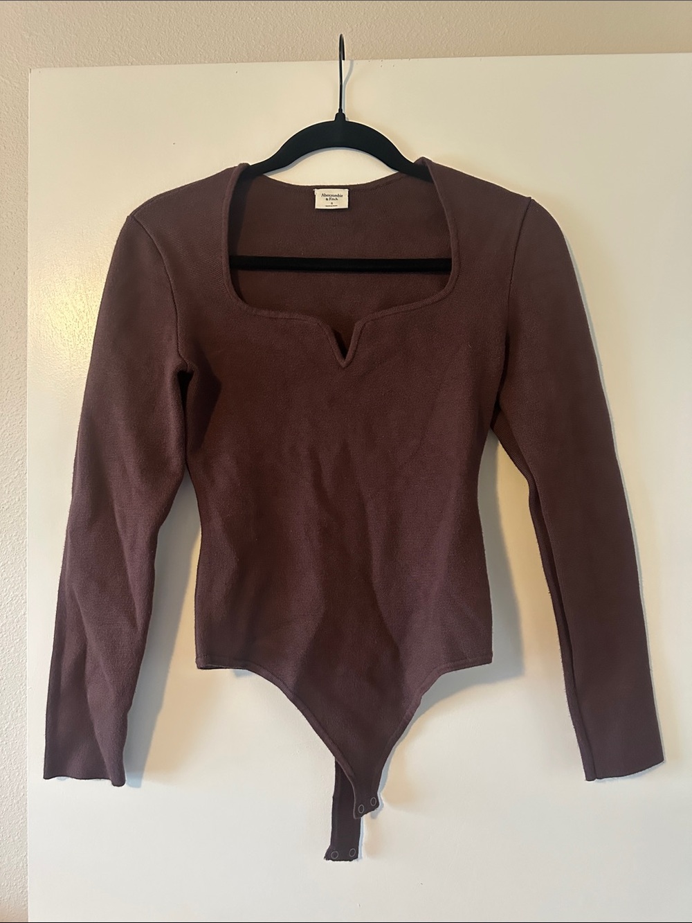 Abercrombie Women’s Long-Sleeve Sweater Brown Bodysuit Top